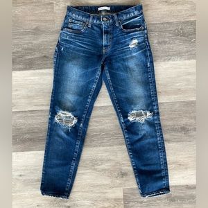 Moussy Vintage HOWA Heavily Distressed Ankle Crop Straight Leg Jeans Japan 26